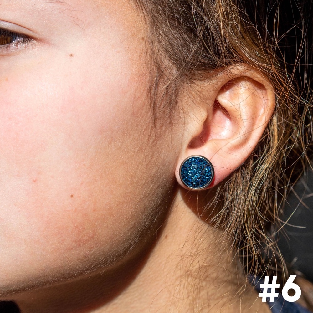 Dainty Druzy Round Earring